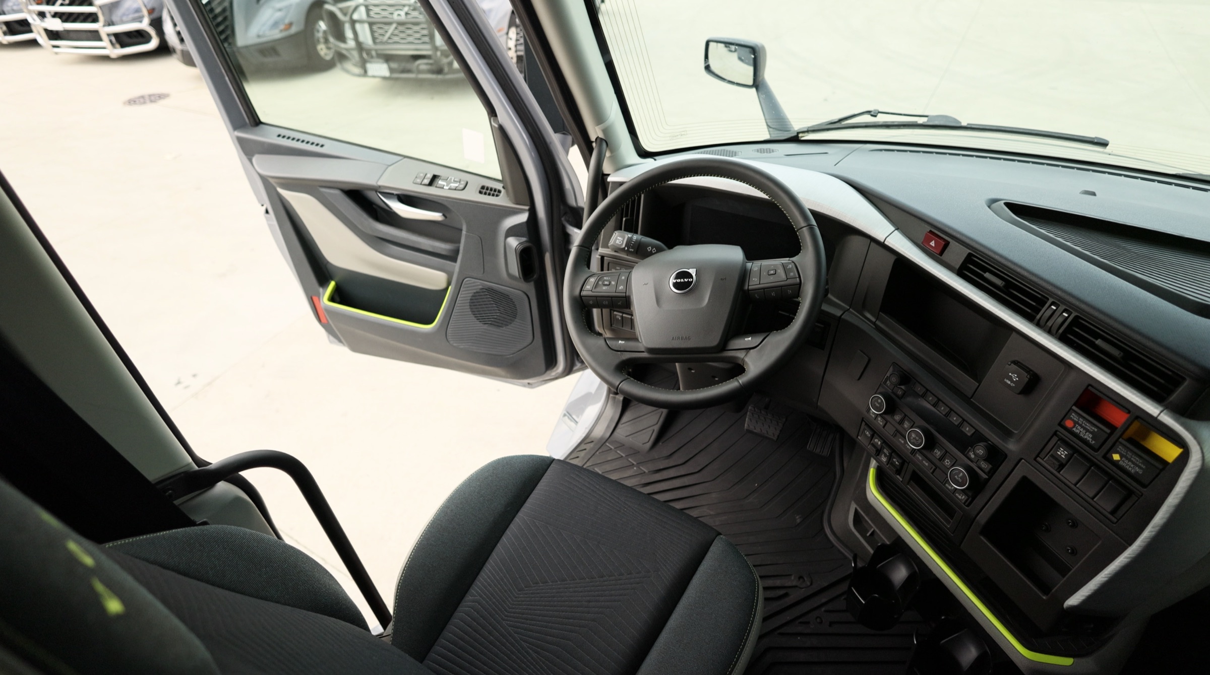 Brand-new Volvo VNL cab, steering wheel and dash