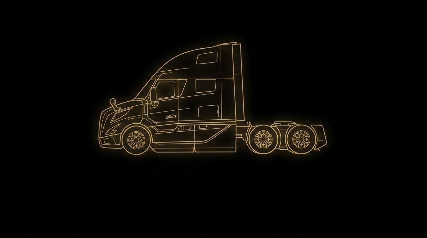 Gold line-art of the Volvo VNL
